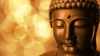 head of statue - buddha meditating - eyes closed